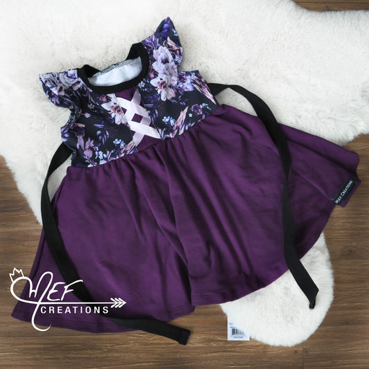 Robe fleuris mauve pour enfant et bébé - Nouveauté été 2022