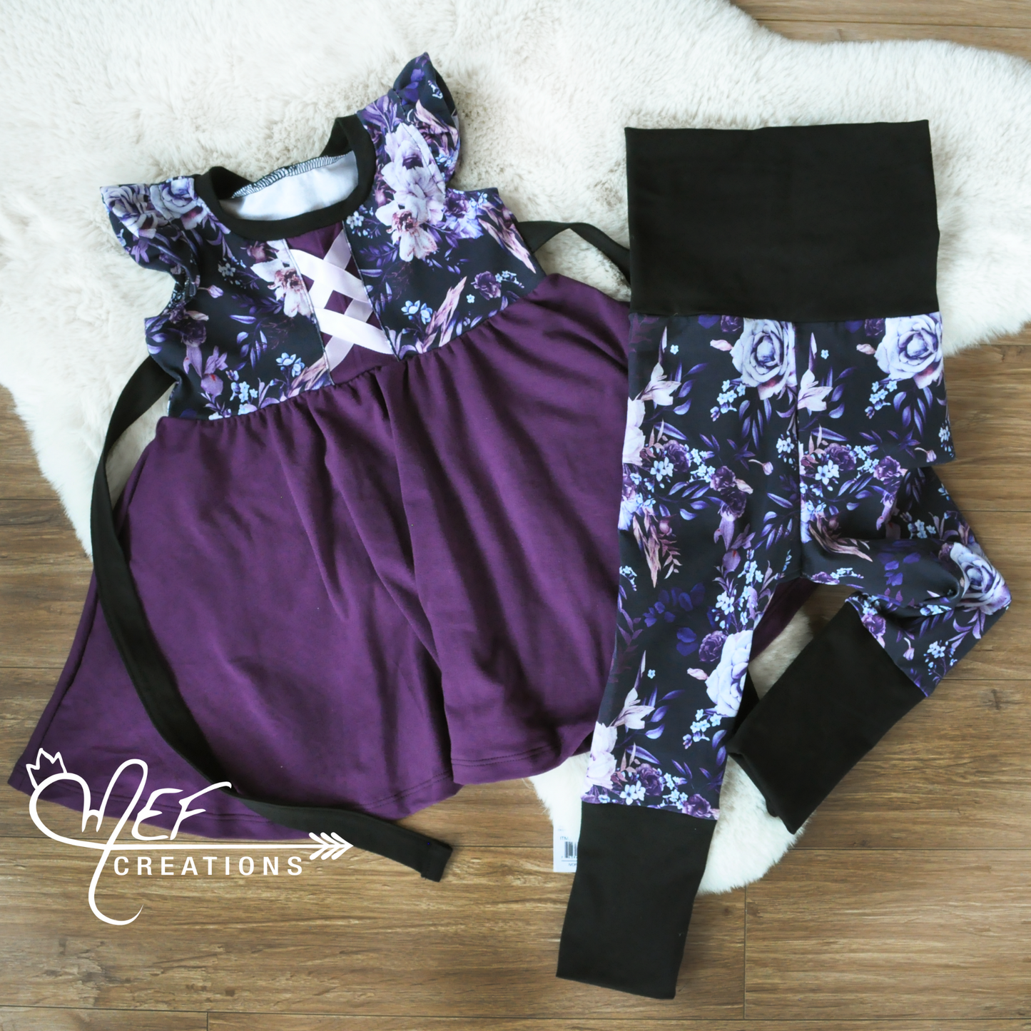 Robe fleuris mauve pour enfant et bébé - Nouveauté été 2022