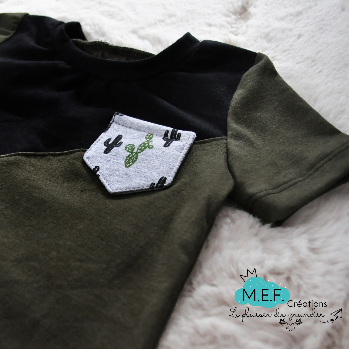 T-shirt cactus et khaki pour bébé et enfant