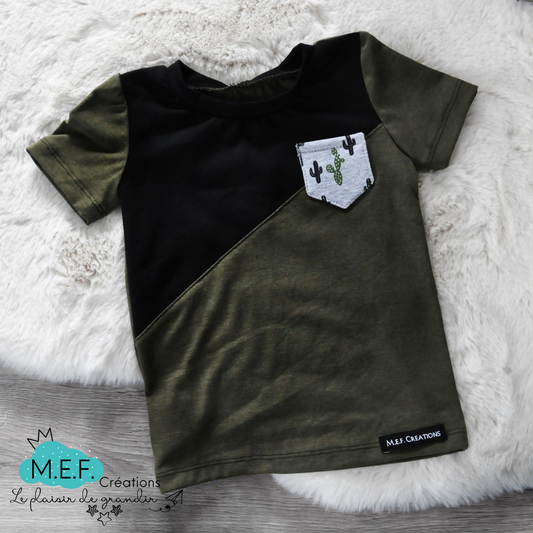 T-shirt cactus et khaki pour bébé et enfant