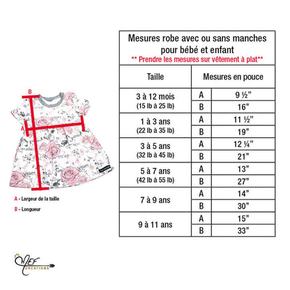 Robe de Noël fille, longueur de manches aux choix